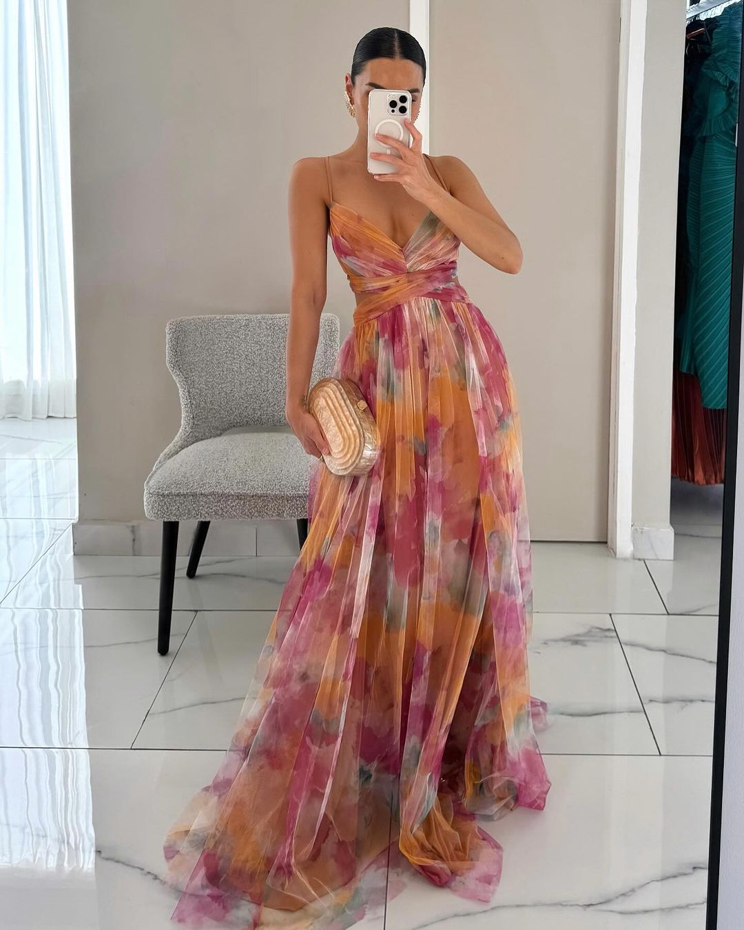 Floral Maxi Dress Flowing Skirt Flora - Women's Dress