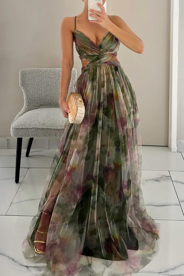 Floral Maxi Dress Flowing Skirt Flora - Women's Dress
