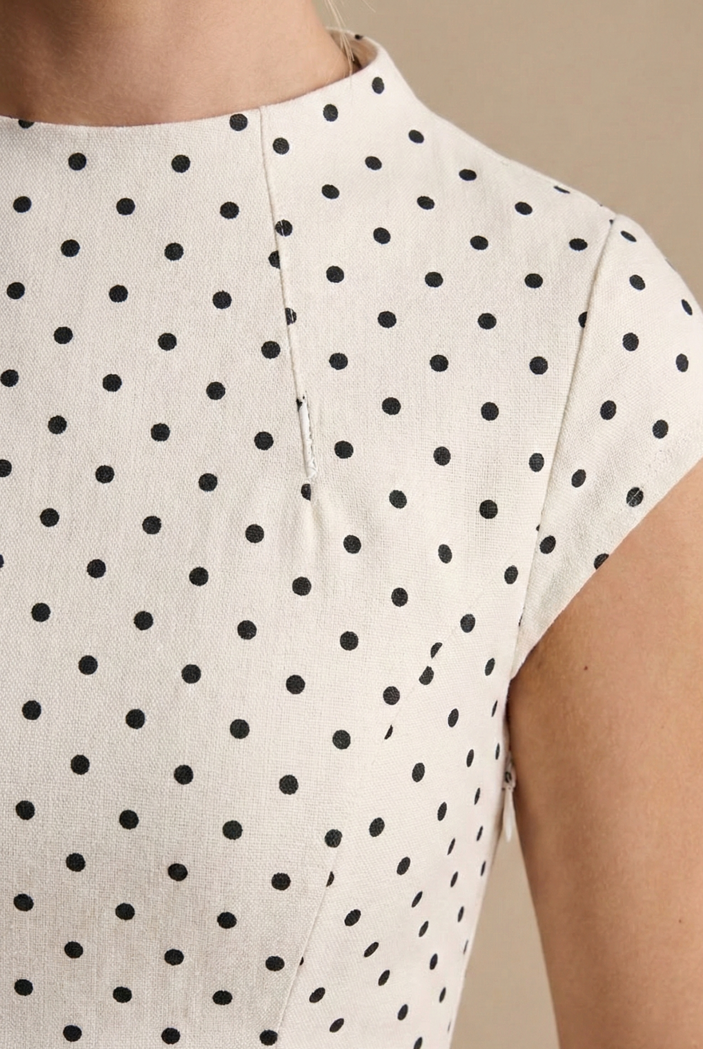 Polka Dot Maxi Dress High Neck Cap Sleeve Dottie - Women's Dress