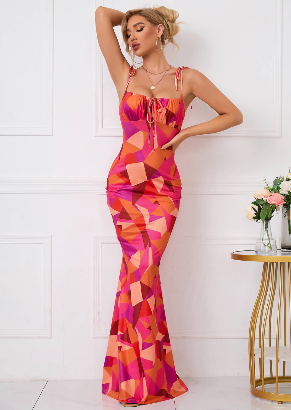 Floral Maxi Dress Sleeveless Bloom - Women's Dress