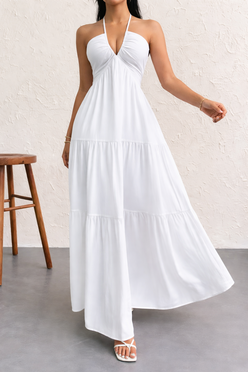 Boho Cotton Maxi Dress Open Back Sienna - Women's Dress