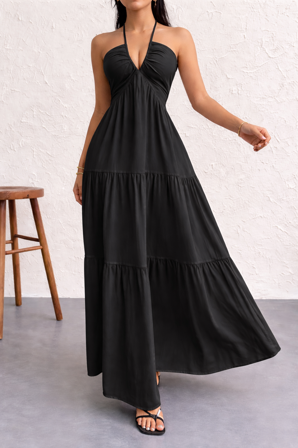 Boho Cotton Maxi Dress Open Back Sienna - Women's Dress