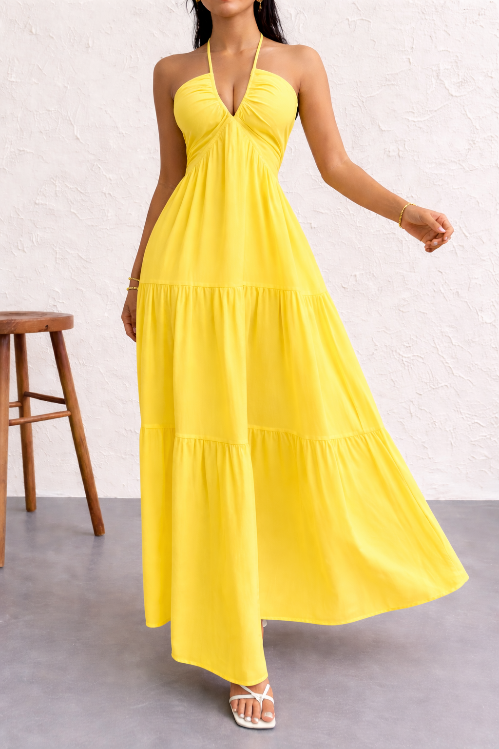 Boho Cotton Maxi Dress Open Back Sienna - Women's Dress