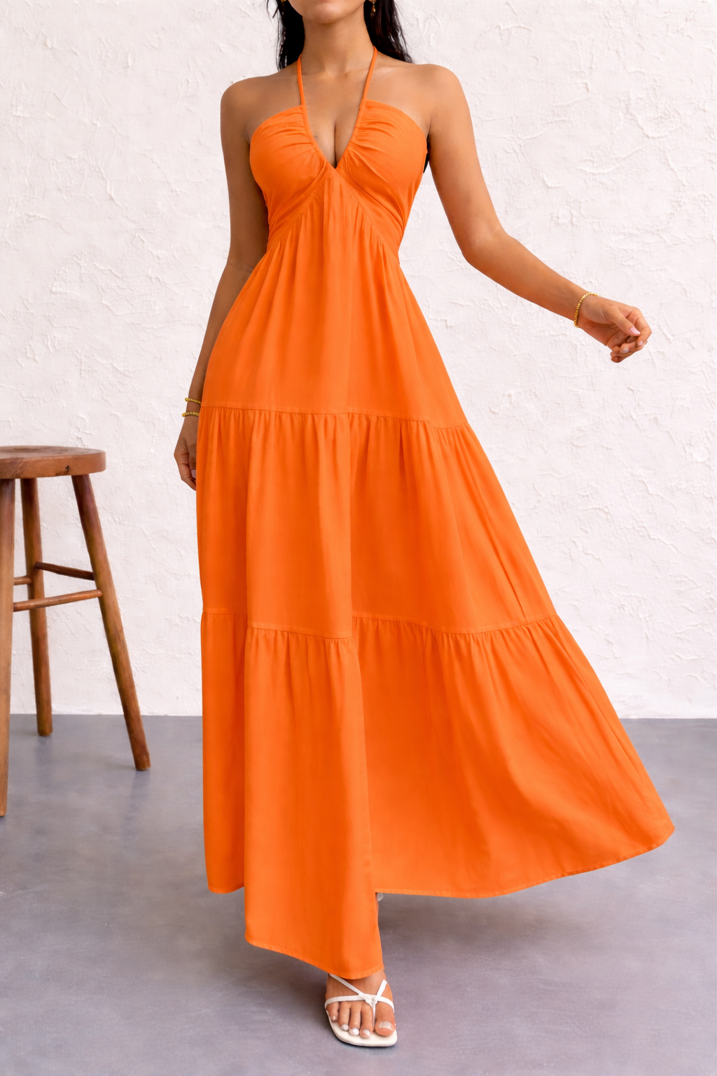 Boho Cotton Maxi Dress Open Back Sienna - Women's Dress