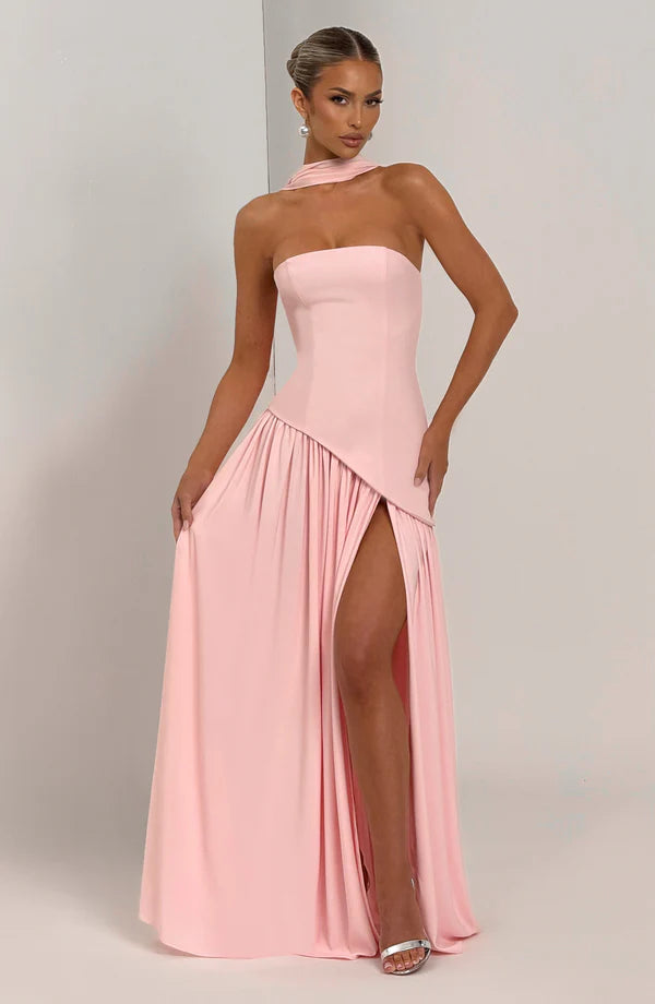 Strapless Chiffon Maxi Dress Celeste - Women's Dress