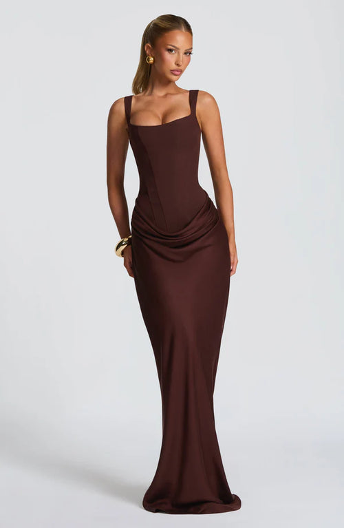 Corset Maxi Dress Square Neck Elara - Women's Dress