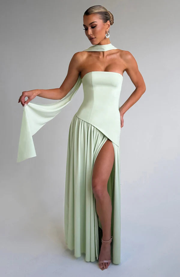 Strapless Chiffon Maxi Dress Celeste - Women's Dress