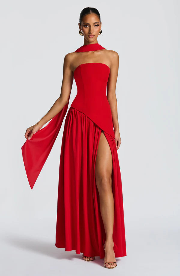 Strapless Chiffon Maxi Dress Celeste - Women's Dress