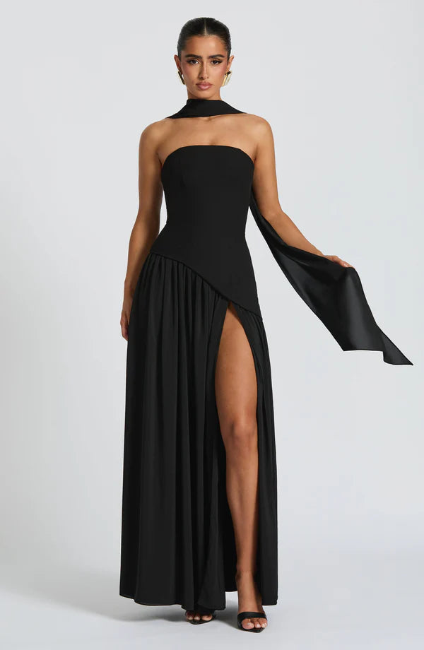 Strapless Chiffon Maxi Dress Celeste - Women's Dress