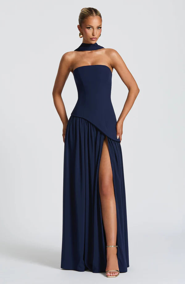 Strapless Chiffon Maxi Dress Celeste - Women's Dress