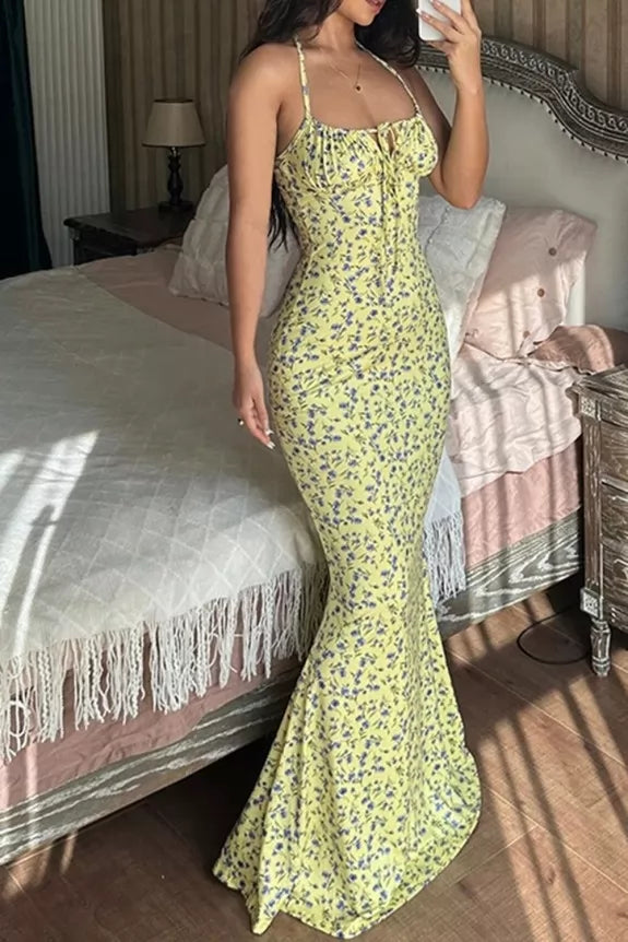 Floral Maxi Dress Sleeveless Bloom - Women's Dress