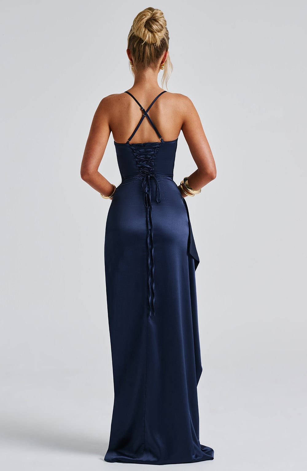 Cowl Neck Satin Maxi Dress Luna - Women's Dress