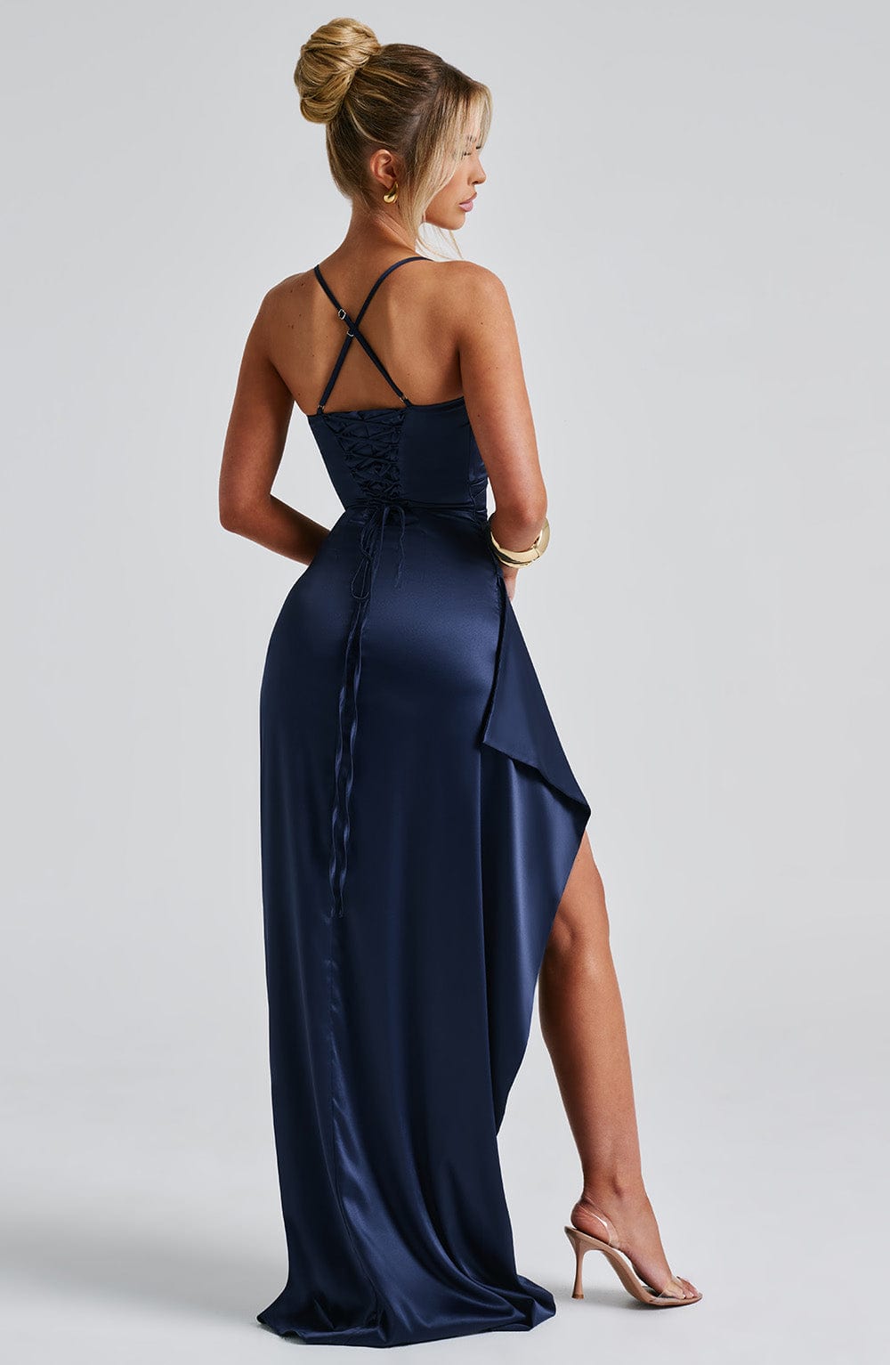Cowl Neck Satin Maxi Dress Luna - Women's Dress