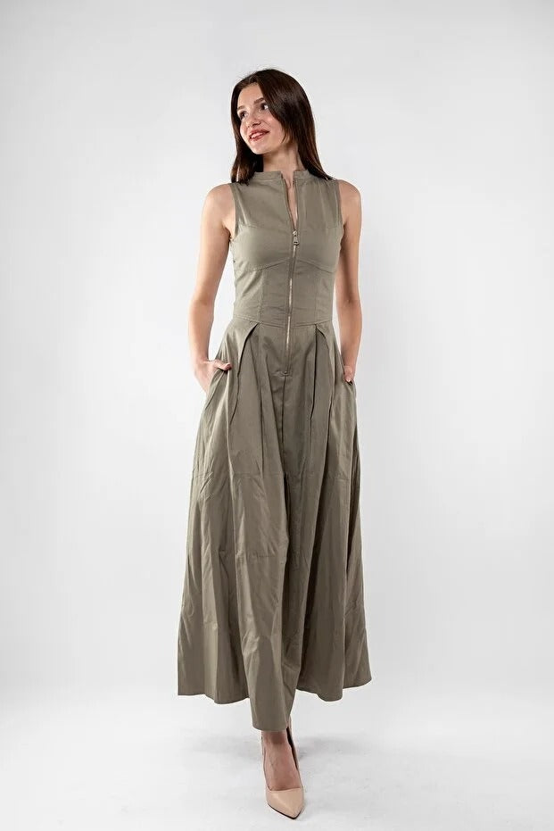 Elegant urban maxi dress sleeveless lightweight flowy VELORA premium