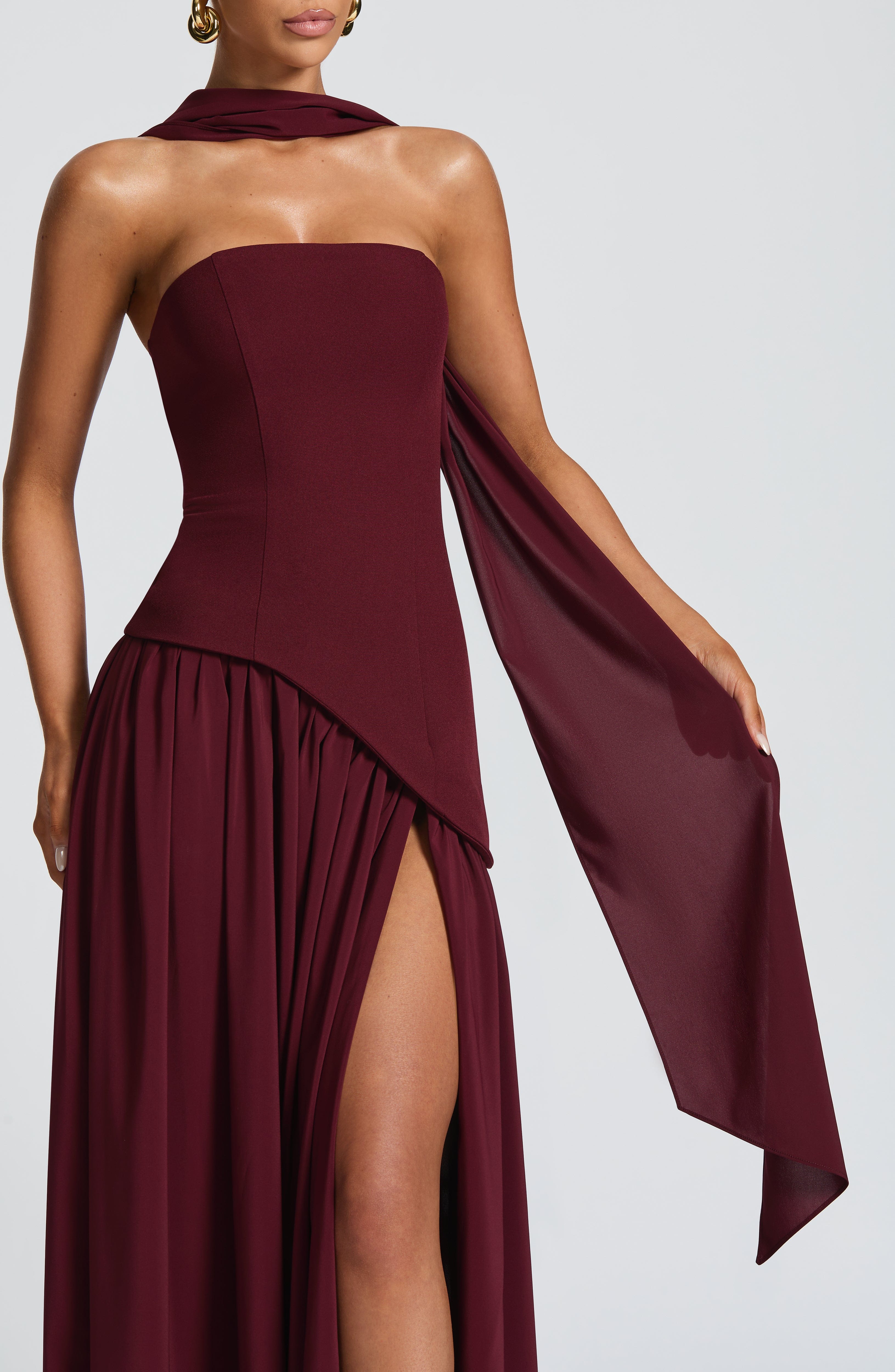 Strapless Chiffon Maxi Dress Celeste - Women's Dress