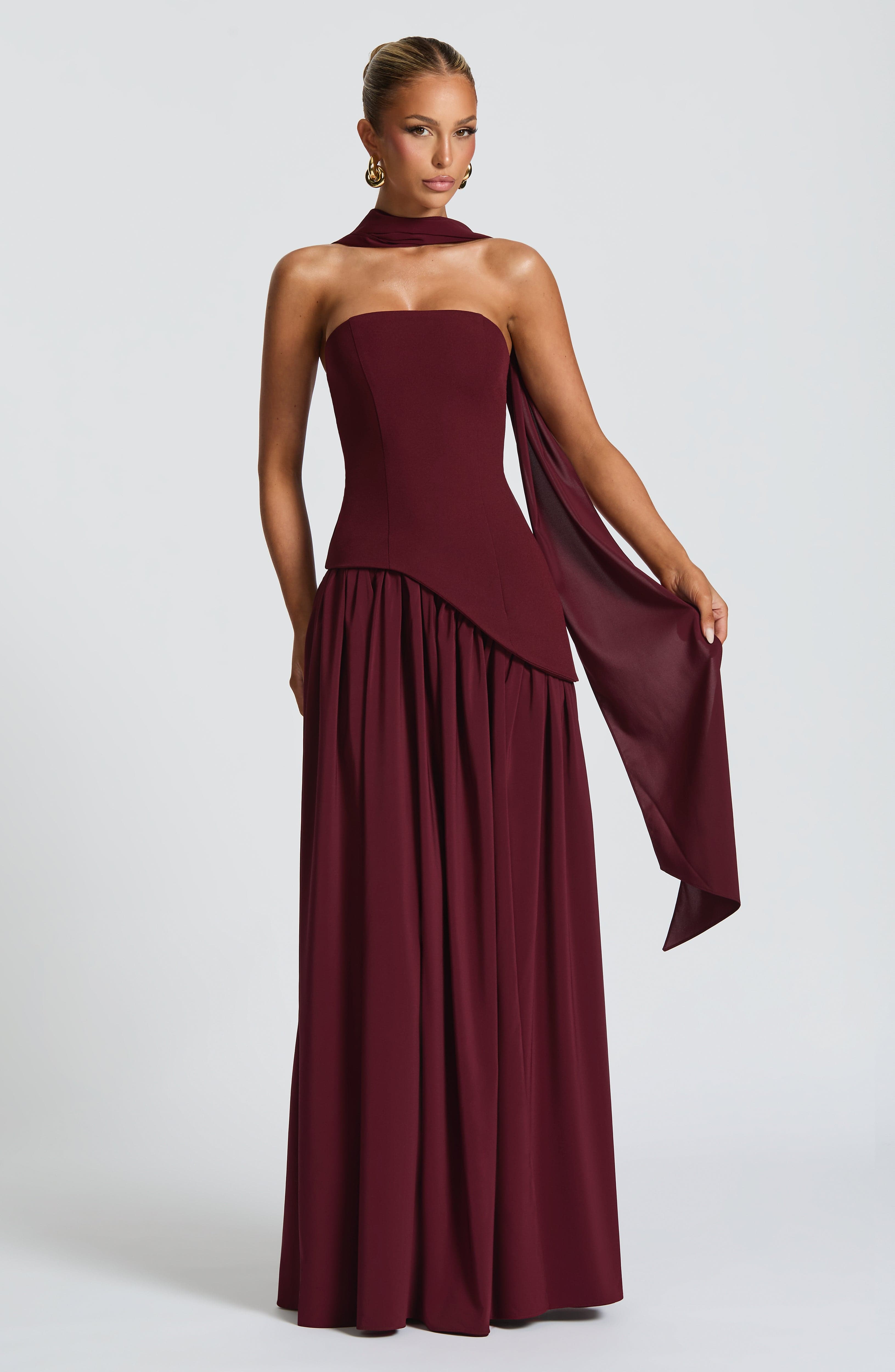 Strapless Chiffon Maxi Dress Celeste - Women's Dress