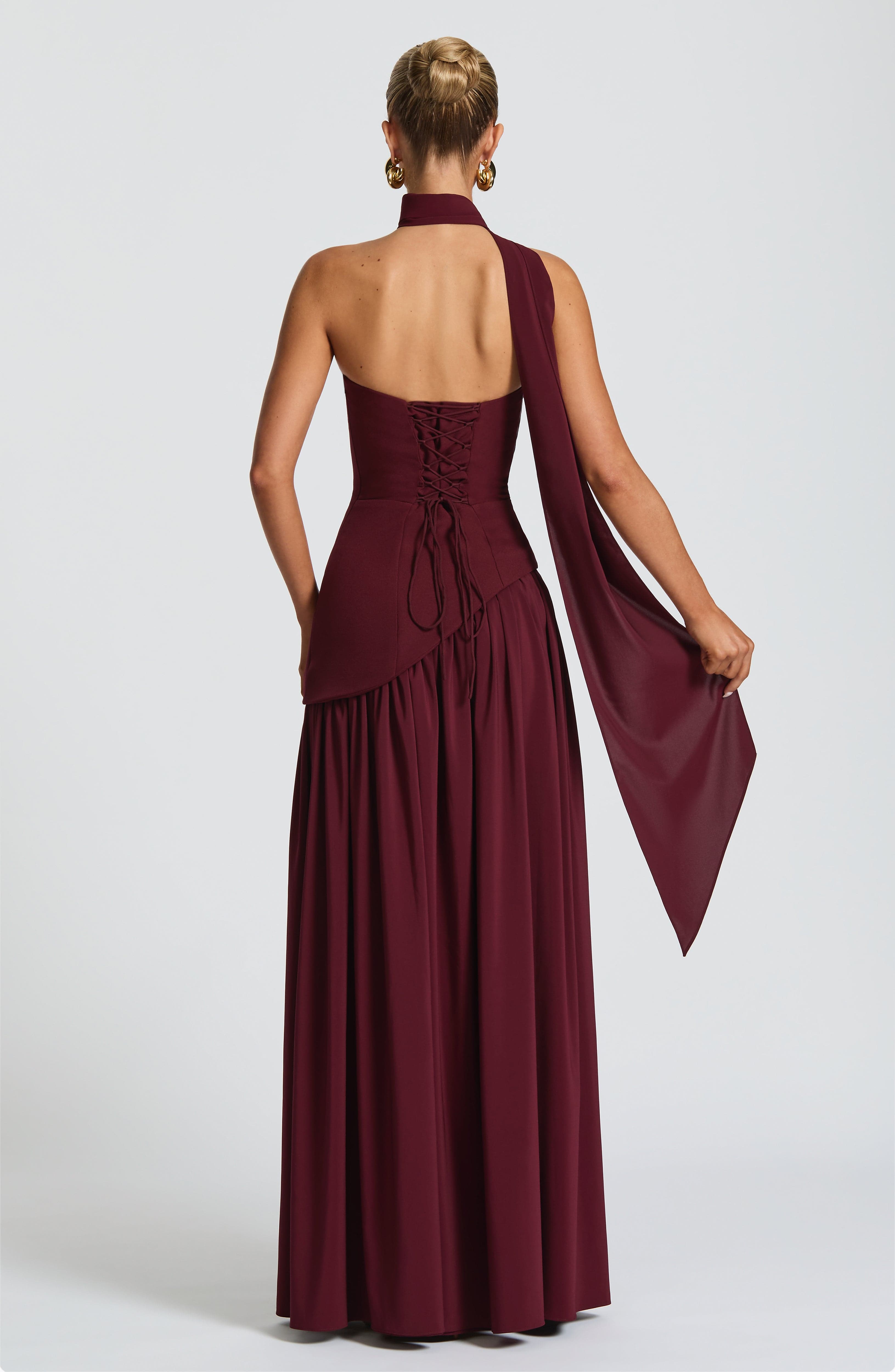 Strapless Chiffon Maxi Dress Celeste - Women's Dress