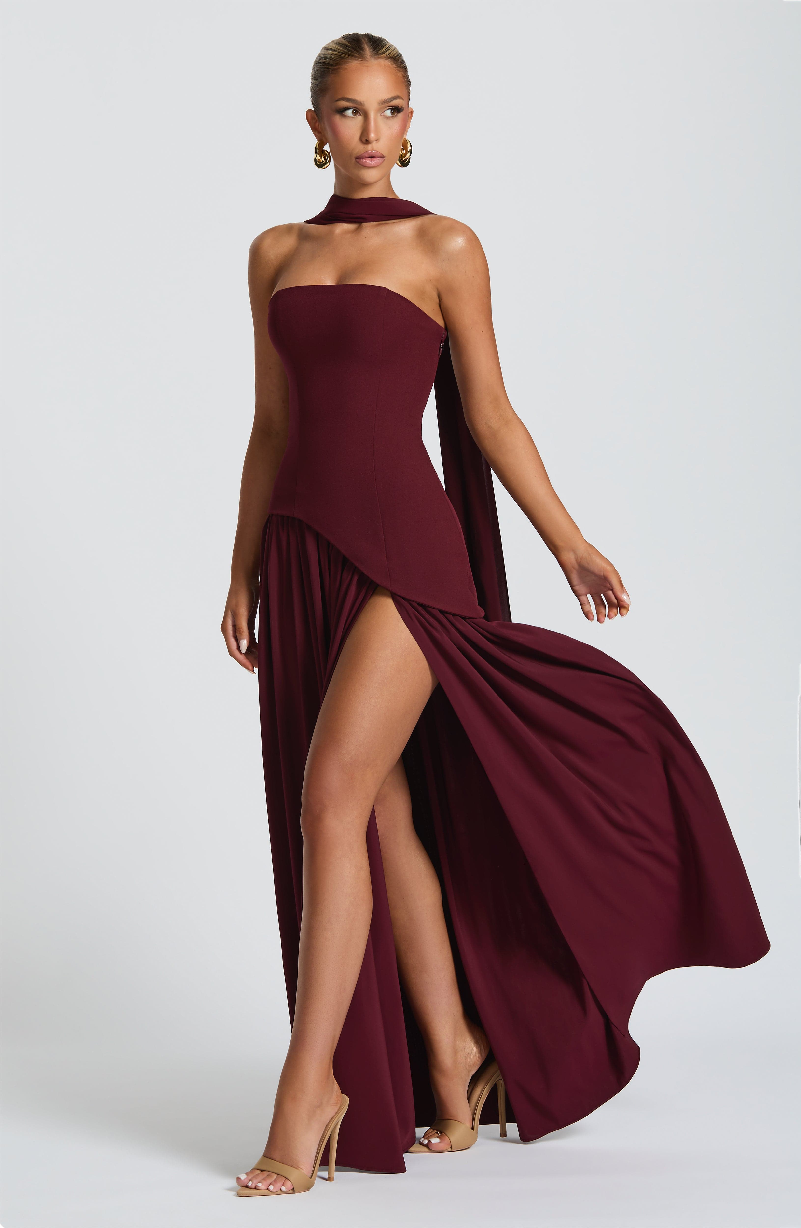 Strapless Chiffon Maxi Dress Celeste - Women's Dress