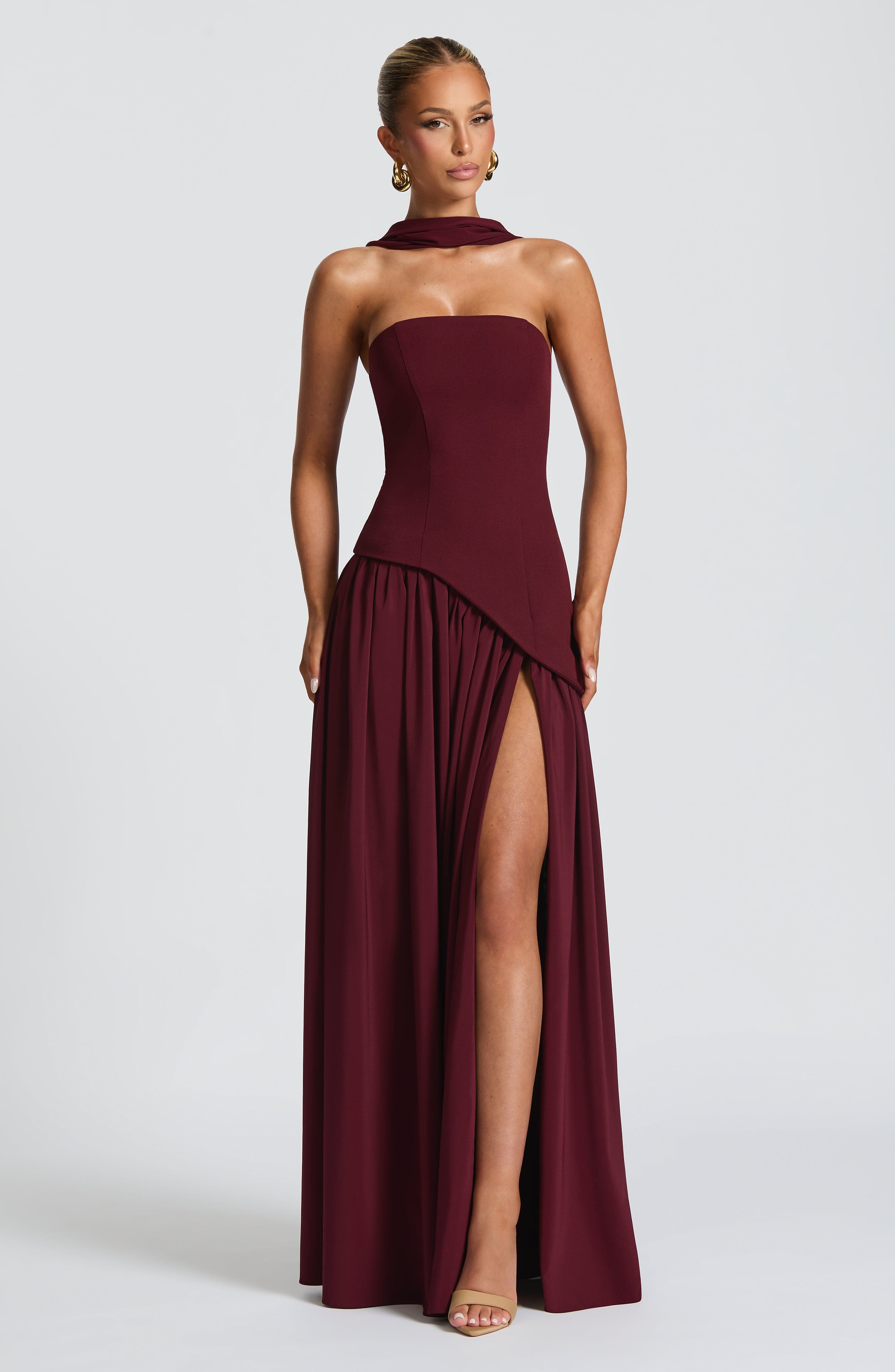 Strapless Chiffon Maxi Dress Celeste - Women's Dress
