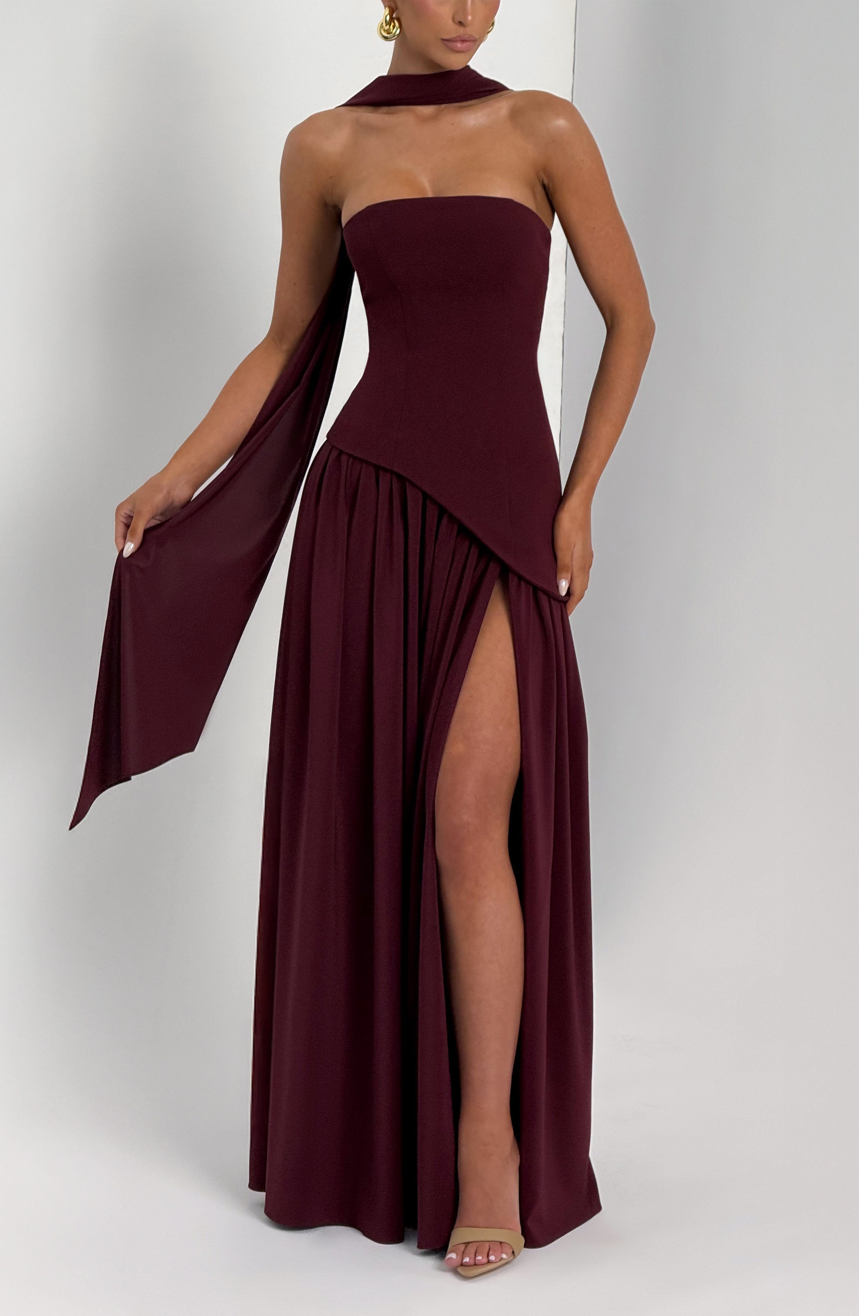 Strapless Chiffon Maxi Dress Celeste - Women's Dress