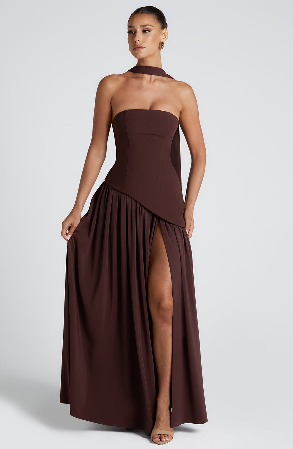 Strapless Chiffon Maxi Dress Celeste - Women's Dress