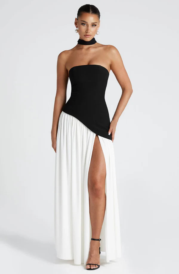 Strapless Chiffon Maxi Dress Celeste - Women's Dress