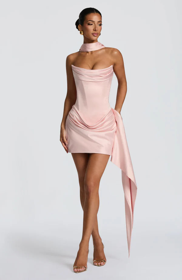 Strapless Satin Mini Dress Mila - Women's Dress