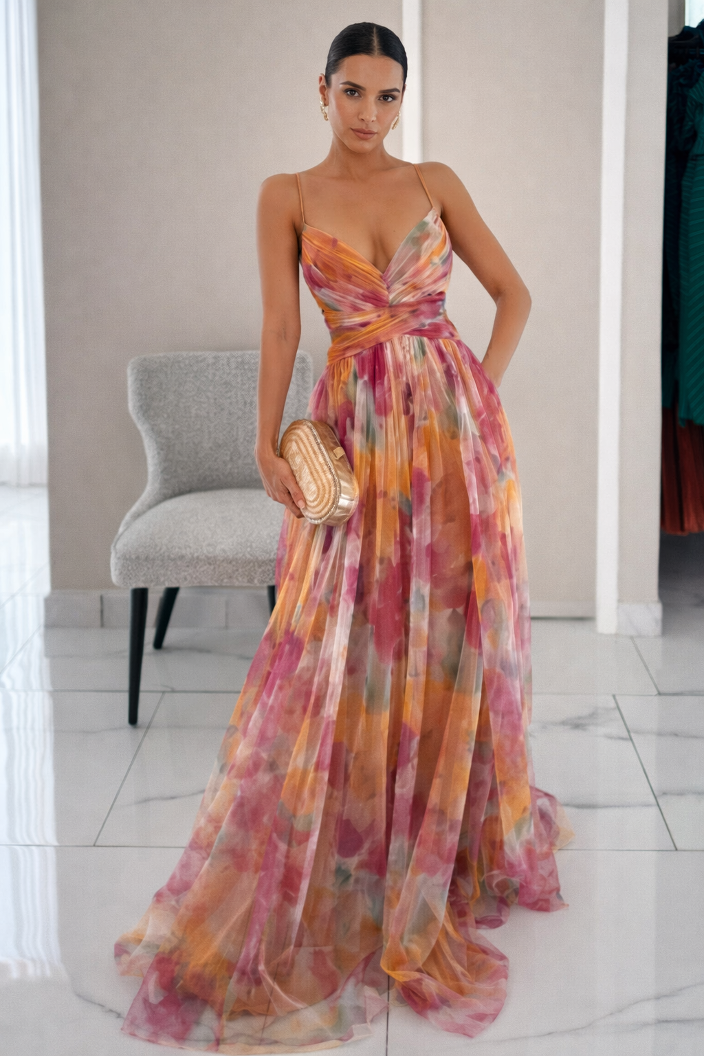 Floral Maxi Dress Flowing Skirt Flora - Women's Dress