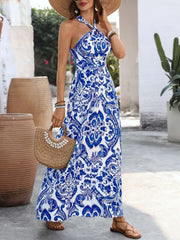Halter Maxi Dress Crisscross Nora - Women's Dress