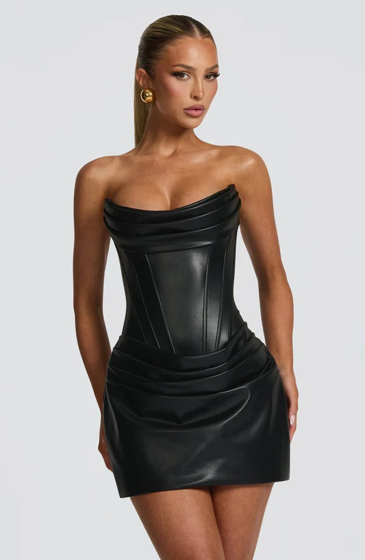 vestido corset sin tirantes mujer negro elegante fiesta
